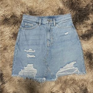 Ripped Denim Mini Skirt